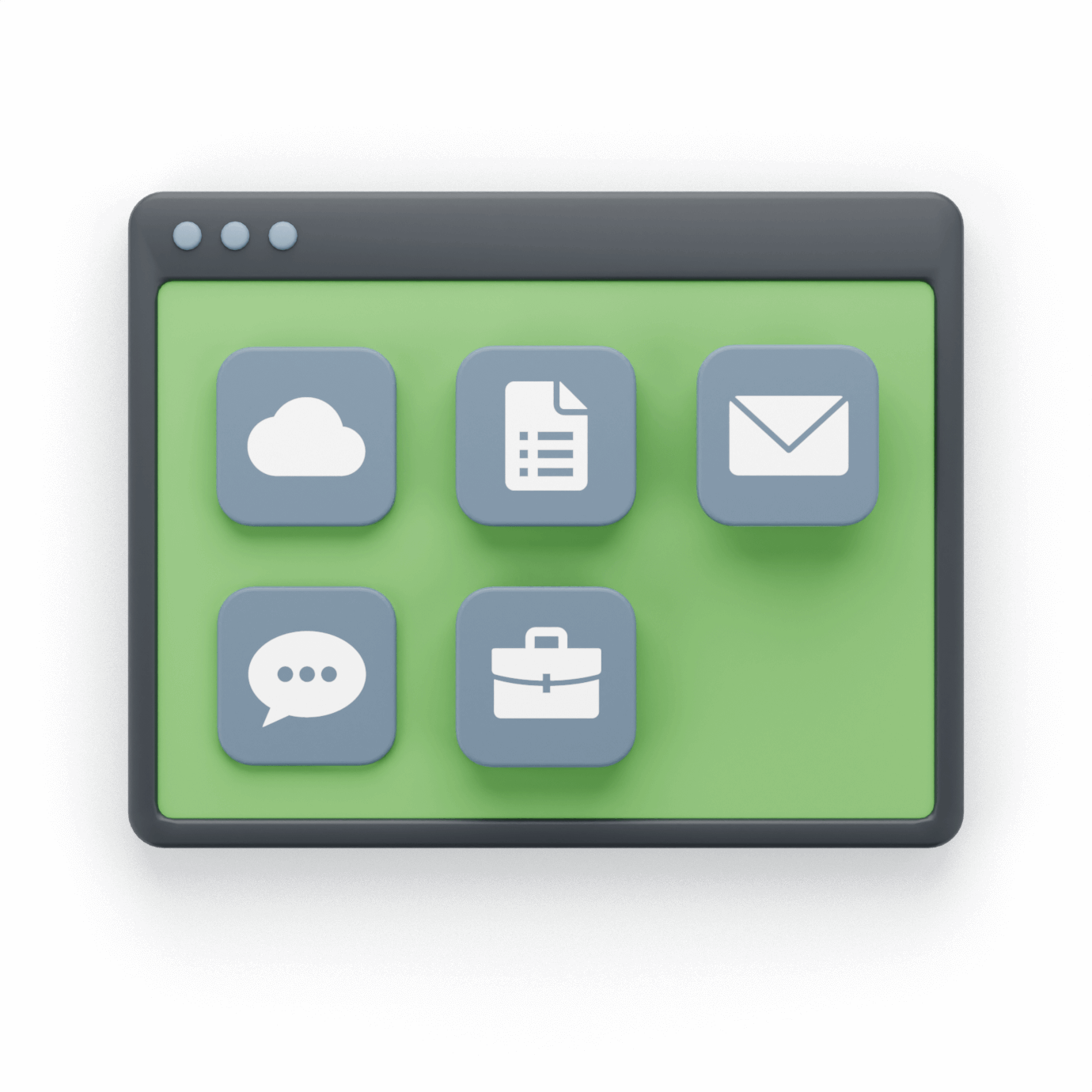 Window with various app icons